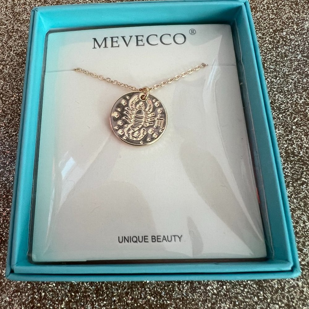 Scorpio Coin Pendant Necklace, 18k Gold Plated